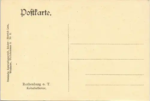 Rothenburg ob der Tauber Kobolzellertor, Strassen Durchfahrt 1910