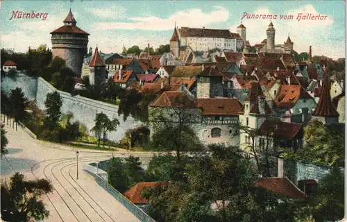 Ansichtskarte Nürnberg Panorama Stadtansicht vom Hallertor aus 1907
