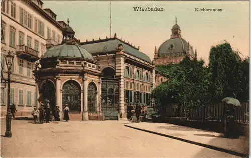 Ansichtskarte Wiesbaden Partie am Kochbrunnen color Ansicht 1908