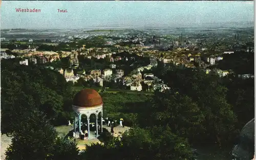 Ansichtskarte Wiesbaden Panorama-Ansichten, Totalansicht Stadt, Tempel 1910