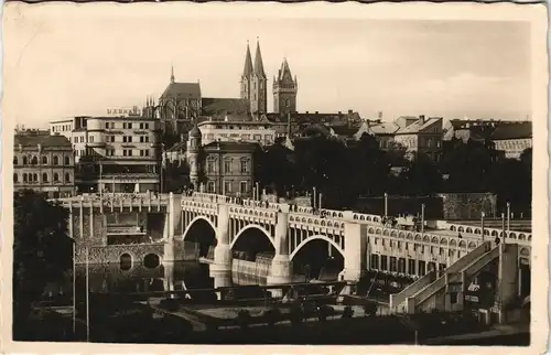 Postcard Kolin Kolín Blick auf Stadt und Brücke 1932