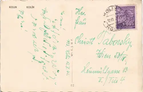 Postcard Kolin Kolín Blick auf Stadt und Brücke 1932