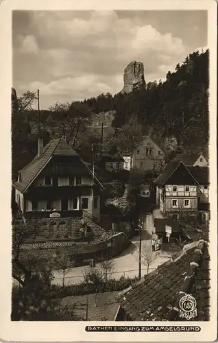 Ansichtskarte Rathen Eingang zum Amselgrund 1931 Walter Hahn:653