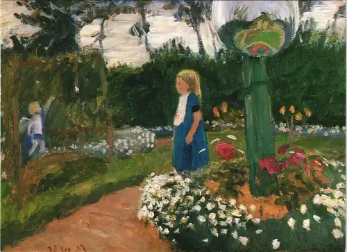 Worpsweder Kunstkarte Otto Modersohn Garten mit Glaskugel und Elsbeth 2000