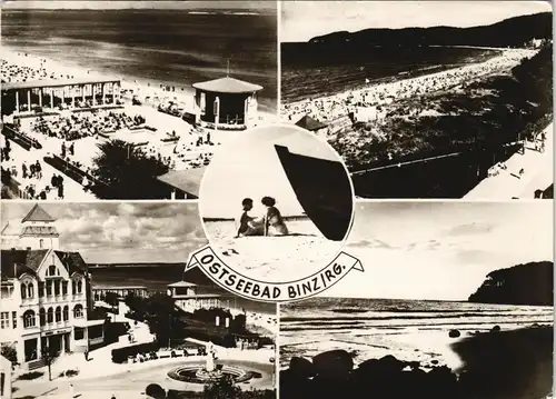 Ansichtskarte Binz (Rügen) DDR Mehrbild-AK 5 Strand-/Ostsee-Ansichten 1965