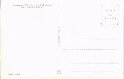 Ansichtskarte Hinterzarten Hotel zum Rössle Gastraum 1932