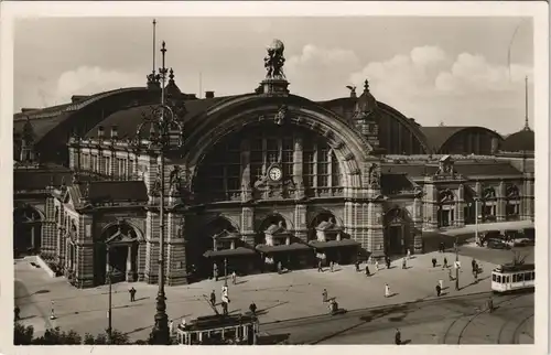 Ansichtskarte Frankfurt am Main Hauptbahnhof - Straßenbahn 1935