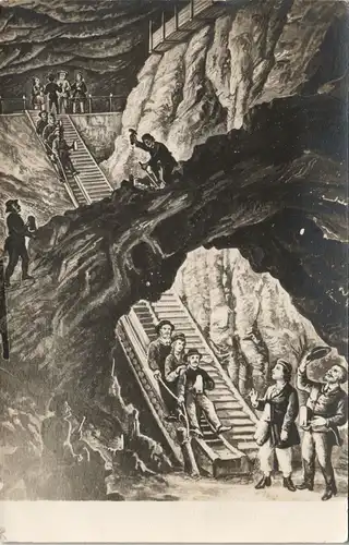 Ansichtskarte Berchtesgaden Salzbergwerk, Besucher - Künstlerkarte 1906