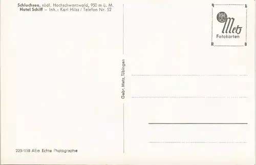 Schluchsee Panorama Blick mit Hotel Schiff, Inh. Karl Hilss 1940