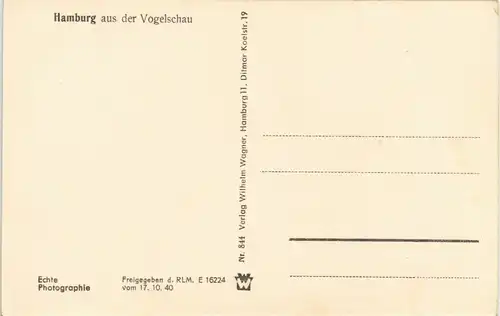 Ansichtskarte Hamburg Panorama-Ansicht (Vogelschau-Perspektive) 1940