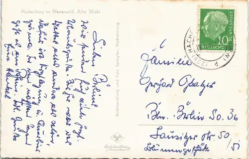 Hachenburg Alter Markt mit div. Autos, Auto Modelle ua. VW Käfer 1955