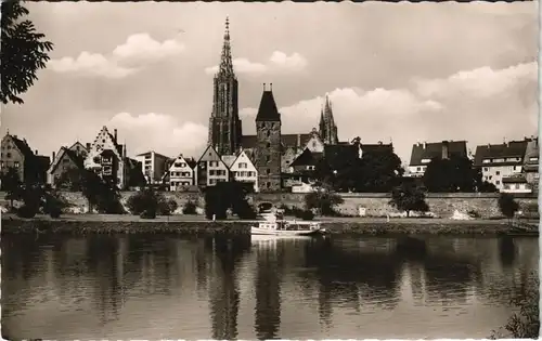 Ansichtskarte Ulm a. d. Donau Panorama-Ansicht, Partie a.d. Donau 1956