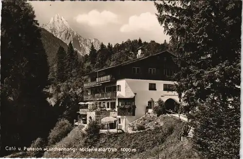 Ansichtskarte Mittenwald Cafe u. Pension Lärchenhang 1960