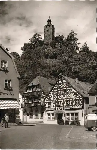 Bad Berneck im Fichtelgebirge Ortspartie mit Kirche und Cigarren-Geschäft 1957