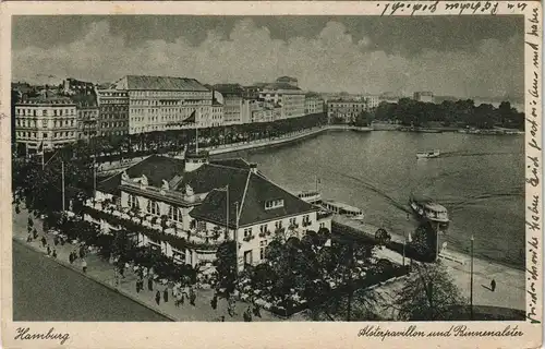 Ansichtskarte Hamburg Alsterpavillon Binnen-Alster aus der Vogelschau 1955
