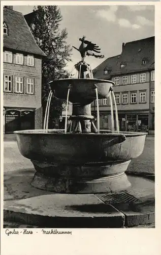Ansichtskarte Goslar Marktplatz Markt-Brunnen 1950