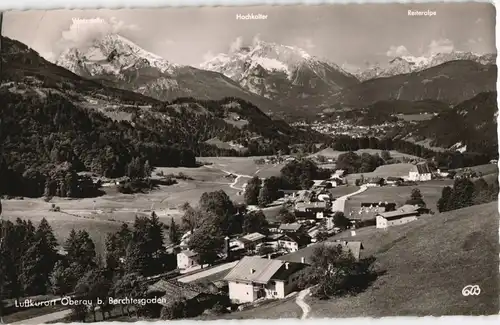Ansichtskarte Oberau (Oberbayern) Panorama-Ansicht gegen Alpen Berge 1958