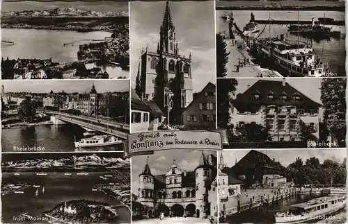 Konstanz Stadtteilansichten Mehrbild-AK ua. Hafen, Spielbank uvm. 1958