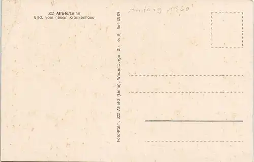 Ansichtskarte Alfeld (Leine) Panorama Blick vom neuen Krankenhaus 1960