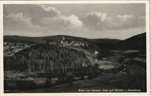 Neuweilnau-Weilrod Blick von Pension Seel auf Weiltal u. Altweilnau 1953