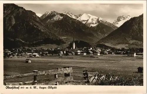Ansichtskarte Oberstdorf (Allgäu) Panorama-Ansicht mit Allgäuer Bergen 1952