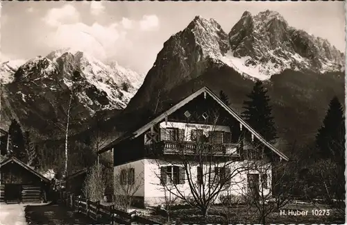Ansichtskarte Grainau Partie am Landhaus Karlinger 1961