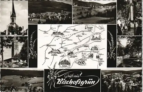 Bischofsgrün Mehrbild-AK Umland-Ansichten u. Umgebungskarte 1967
