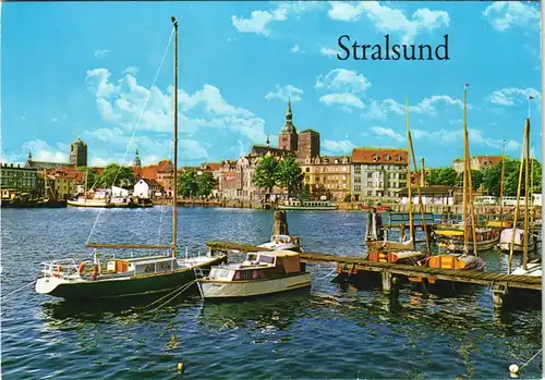 Sammelkarte Stralsund Stadtteilansicht Partie am Boots-Hafen 1986
