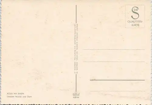 Ansichtskarte Köln Rheinbrücke Deutz, Dom, Rhein Frachtschiffe 1975