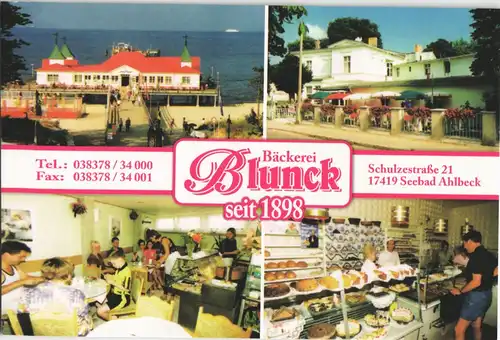 Ansichtskarte Ahlbeck (Usedom) Bäckerei Blunck Reklame Mehrbildkarte 2000