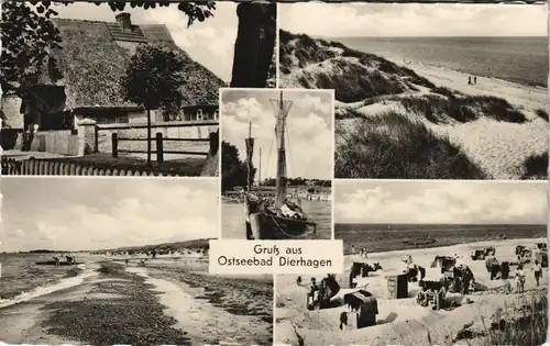 Ansichtskarte Dierhagen DDR Mehrbild-Grusskarte mit 5 Ortsmotiven 1960/1959