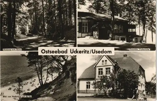 Ückeritz (Usedom) DDR Mehrbild-AK mit Gaststätte Fischerhütte Waldweg 1960/1959