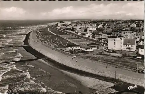 Ansichtskarte Norderney Fliegeraufnahme 1959   gel   (Bahpoststempel Zug 00.66)