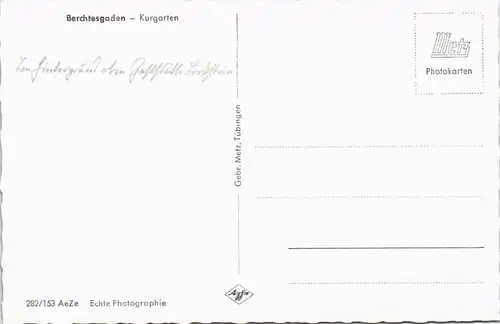 Ansichtskarte Berchtesgaden Kurgarten Kurpark Panorama Blick Berge 1960