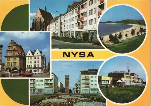 Postcard Neisse (Neiße) Nysa Mehrbild-AK 5 Ansichten 1988