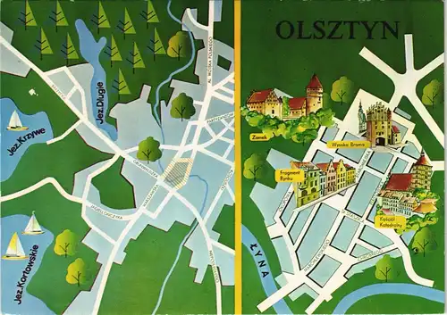 Postcard Allenstein Olsztyn Landkarten AK 1973