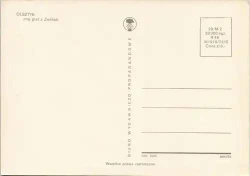 Postcard Allenstein Olsztyn Landkarten AK 1973