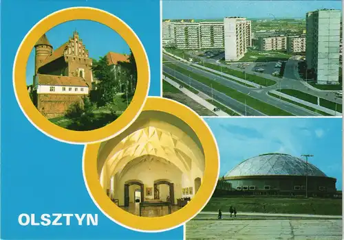 Postcard Allenstein Olsztyn MB: hist. Bauten, Hochhäuser 1979