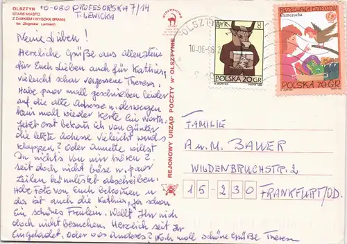 Postcard Allenstein Olsztyn Stare Miasto - Mehrbild 1996