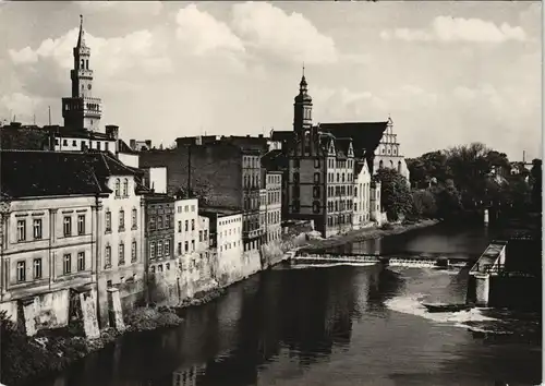 Postcard Oppeln Opole Fragment miasta nad kanałem Młynówka 1965