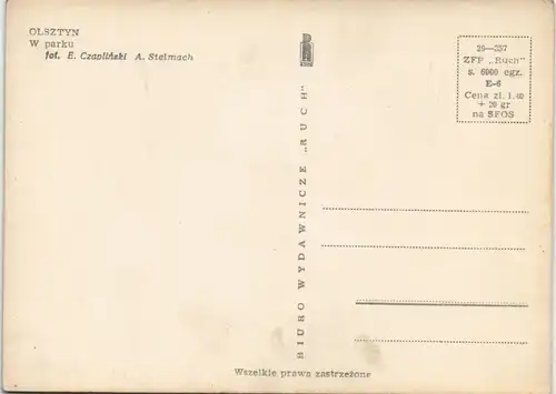 Postcard Allenstein Olsztyn W parku - Parkanlage 1964