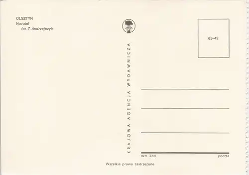 Postcard Allenstein Olsztyn Novotel 1977
