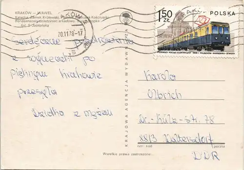 Postcard Krakau Kraków Wawel - Mehrbild 1978