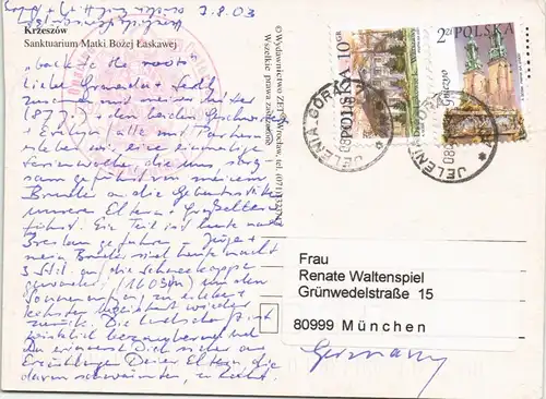 Postcard Grüssau Krzeszów Luftbild 2004