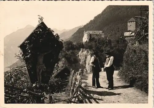 Cartoline Meran Merano Schloss Tirol - Weg Wanderer 1963