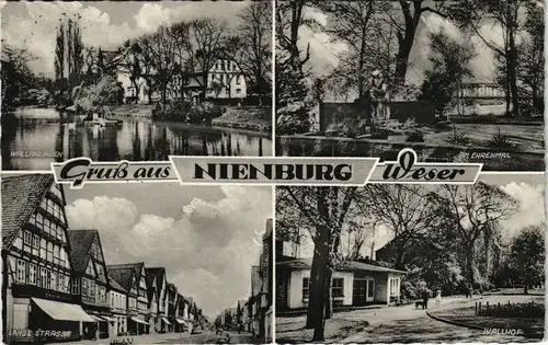 Ansichtskarte Nienburg/Weser Mehrbild-AK mit 4 Ortsmotiven 1960