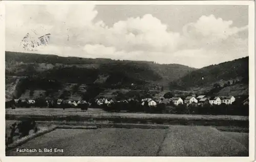 Ansichtskarte Fachbach Ortsansicht Dorf aus der Ferne 1953