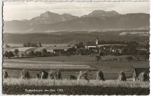 Ansichtskarte Tettenhausen-Waging am See Panorama Fernansicht 1960   mit rundem Landpoststempel "Tettenhausen über Traunstein"