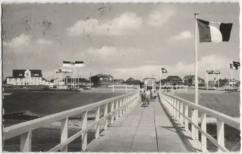 Ansichtskarte St. Peter-Ording Seebrücke zur Sandbank 1961   mit guter Misch-Frankatur