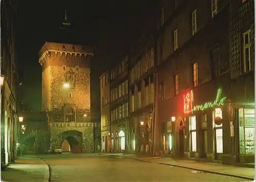 Krakau Kraków Brama Floriańska Stadtteilansicht bei Nacht 1975